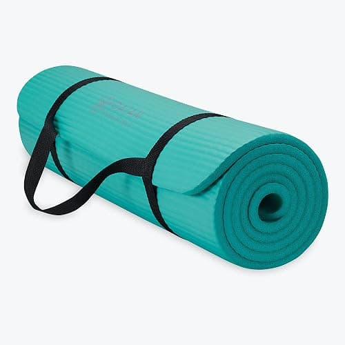 Gaiam Essentials 2/5" Thick (10mm) Yoga & Pilates, Fitness & Exercise Mat with Easy-Cinch Carrier Strap Cushion Support For Fitness and Gym Workouts - Image 1