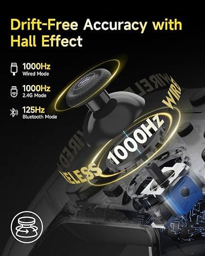 EasySMX X05Pro Wireless PC Controller – Quiet-Press Buttons, 2-Stage Impulse Triggers, 2 Programmable Buttons, Hall Joysticks, 1000mAh Battery, 1000Hz Polling Gaming Controller for PC/Switch/Android/iOS thumbnail 5