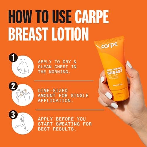 Carpe Sweat Absorbing Breast - Helps Keep Your Breasts and Skin Folds Dry - Sweat Absorbing Lotion - Helps Control Under Breast Sweat - Great For Chafing and Stain Prevention thumbnail 5