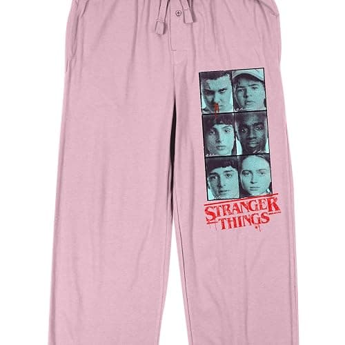 Bioworld Stranger Things Character Grid Women’s Cradle Pink Sleep Pajama Pants thumbnail 2