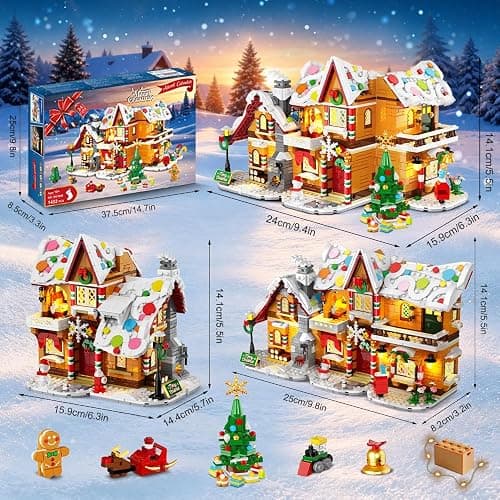3-in-1 Advent Calendar 2026 Gingerbread House Mini Building Set with Lights | 24 Days Christmas Countdown Mini Village Building Block Kit with Xmas Tree, Holiday Gift for Adults Kids Girls Boys Ages 10+ thumbnail 3