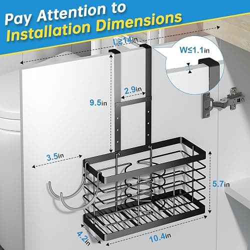 Sevenblue Hair Tool Organizer, 3-in-1 Universal Hair Dryer Holder, Adjustable Height Metal Blow Dryer Holder Wall Mounted/Over Cabinet Door/Free-Standing (Black) thumbnail 2