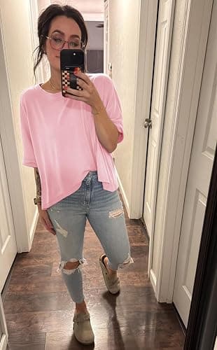 Tankaneo Womens Oversized T-Shirts Cropped Summer Casual Short Sleeve Loose Fit Tee Tops thumbnail 5