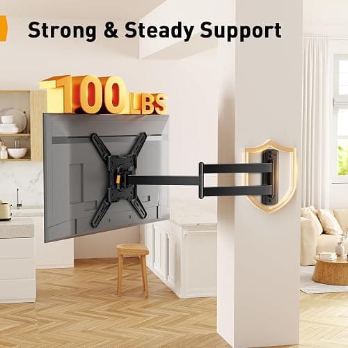 Perlegear Long Arm TV Wall Mount for 26-70 inch TVs up to 100 lbs, Corner TV Mount Bracket with 31.65” Extension, Swivel, Tilt Articulating Arms, Max VESA 400x400mm, Full Motion Wall Mount PGMF25B thumbnail 3