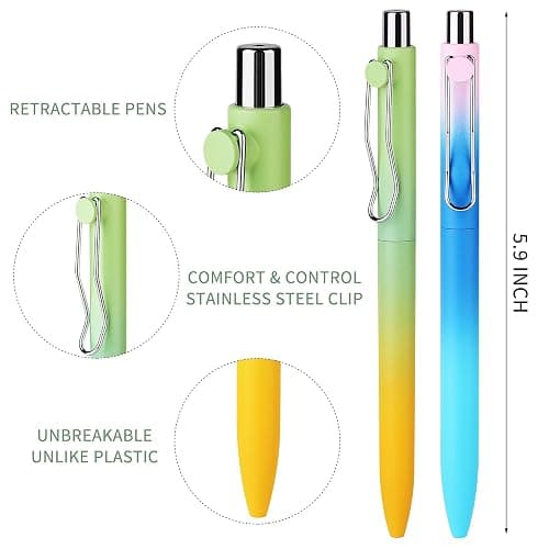 WY WENYUAN Cute Pastel Ballpoint Pens, Fine Point Smooth Writing, Colorful Pens, Black Ink 1.0 mm Journaling Pens Office Supplies for Women & Men, Note Taking thumbnail 3