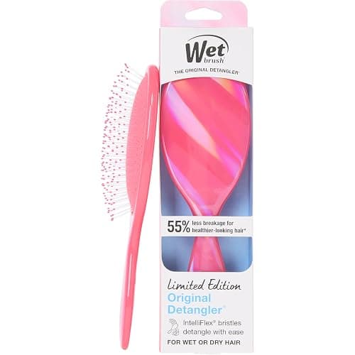 Wet Brush Original Detangler Hair Brush, Soft, Flexible Bristles Gently Detangle All Hair Types, Works on Wet or Dry Strands, Ergonomic Handle, Reduces Breakage, Limited Edition, Prismatic Glow Pink - Image 1