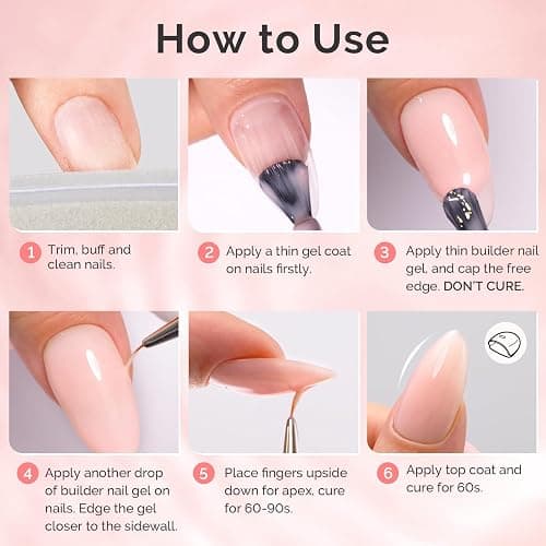 MelodySusie 2PCS 15ML Nude Builder Nail Base Gel for Nails Thickening,Soak Off UV Extension Gel,Rhinestone Glue in a Bottle for Nail Art Design Gift for Women DIY Manicure at Home 019 * 2 thumbnail 6