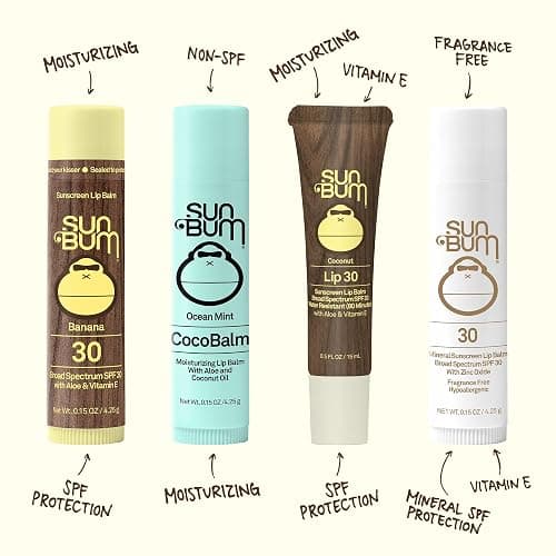 Sun Bum SPF 30 Sunscreen Lip Balm 3 Flavor Variety Pack - Coconut, Banana, Watermelon - Moisturizing Aloe Vera and Vitamin E - Vegan and Cruelty Free - UVA/UVB Lip Protection - 0.15 oz, 3 count thumbnail 4