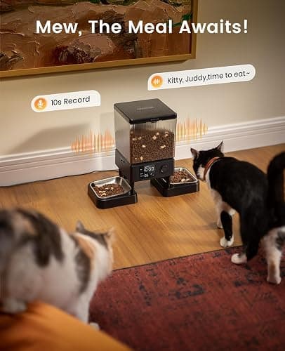 oneisall Automatic Cat Feeder for 2 Cats, 5L Automatic Cat Food Dispenser for Small Pets Indoor, Timed Cat Feeder for Dry Food thumbnail 8