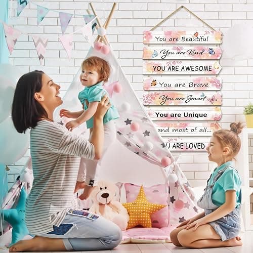 Paquesta Girls Room Decor Butterfly Wall Decor for Girls Bedroom Inspirational Wall Art for Kids Pink Wall Decorations Little Girl Toddler Room Wood Sign Nursery Room Decor (Butterfly) thumbnail 4
