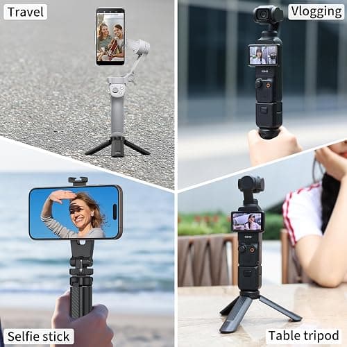 VRIG TP05S Mini Tripod for DJI OSMO Pocket4 & Pocket3,Portable Pocket Stand Desk Small Handheld Selfie Stick with 1/4" Screw Vlog for insta360 X5/X4/X3 /DJl Osmo Action 6/5Pro/4/3 thumbnail 4