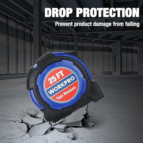 WORKPRO 25FT Tape Measure, 1/8 Fractions Easy Read Measuring Tape, Retractable Nylon Coating Measurement Tape Accuracy 1/32, Magnetic Hook, Belt Clip, Rubber Protective Casing thumbnail 6