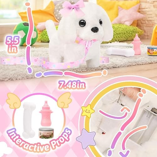 Tagitary Plush Toys Interactive Puppy Toy for Kids,Electronic Toy Dog That Walk and Bark,Tail Wagging, Fake Dog Toy with Leash,Perfect Easter Christmas Birthday Gift for Kids Toddlers thumbnail 5