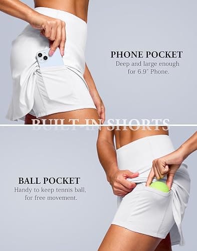 SANTINY 14" Skorts for Women with 2 Pockets High Waisted A Line Casual Pickleball Golf Skort Athletic Tennis Skirt thumbnail 4