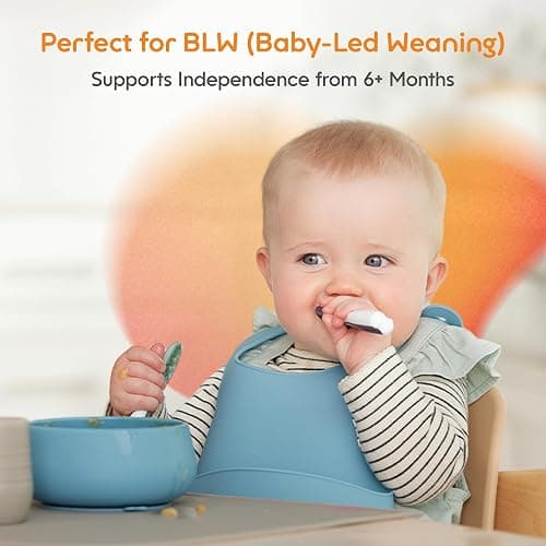 NumNum GOOtensil Pre-Spoons - Baby Spoons Set for 6+ Months - Silicone Self Feeding Utensils BPA-Free - Baby Led Weaning (BLW) Supplies & Feeding Essentials - 2 Spoons (Lilac & Rose) thumbnail 4