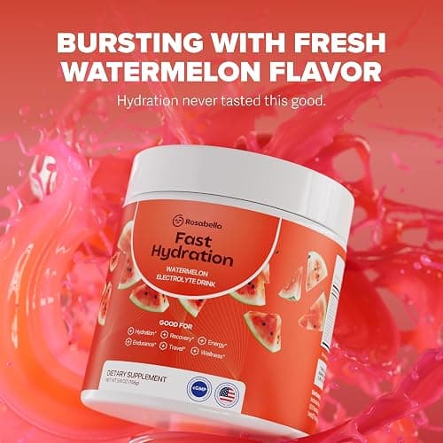 Rosabella Electrolyte Drink Powder – Watermelon – Sugar-Free Hydration Drink Mix – Electrolytes Powder with Sodium, Potassium, Magnesium, Calcium – Travel Jar – 30 Servings (5.6 oz) thumbnail 5