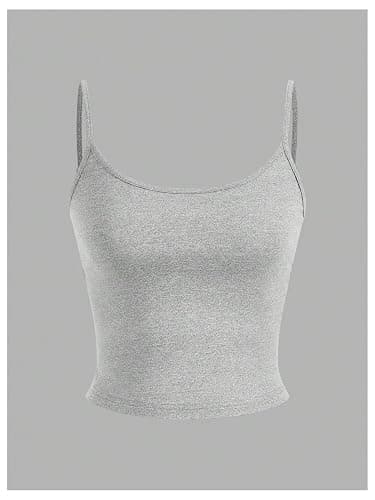 OYOANGLE Women's 4 Pack Scoop Neck Cami Top Basic Solid Spaghetti Strap Fitted Crop Camisole Tops Summer Undershirts thumbnail 4