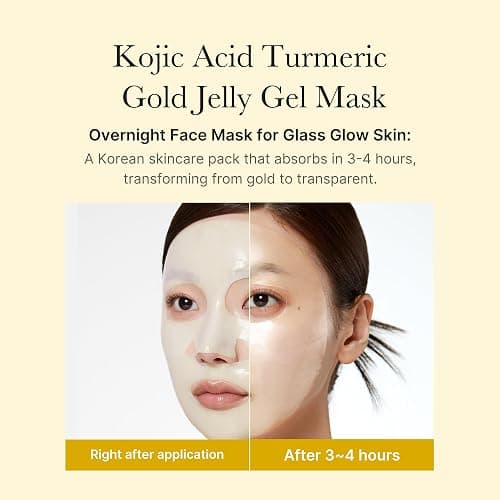 medicube Color-Changing Jelly Mask Set For Uneven Skin Tone & Radiant Glow: Salmon DNA PDRN pink collagen jelly gel mask (4ea) and Kojic Acid Turmeric Brightening Gold Jelly Gel Mask (4ea) thumbnail 9