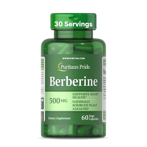 Puritan's Pride Berberine 500 mg, Dietary Supplement Support for Heart Health, Weight Loss, Support Blood Sugar and Cholesterol, 1 Month Supply, 60 Capsules - Image 1