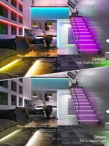 Ledagic Led Lights for Bedroom 32.8ft 300Leds Music Sync Led Strip Lights | Color Changing Led Lights with 60 Key Remote and App Control RGB Led Light Strip for Home Party Room Decoration thumbnail 2