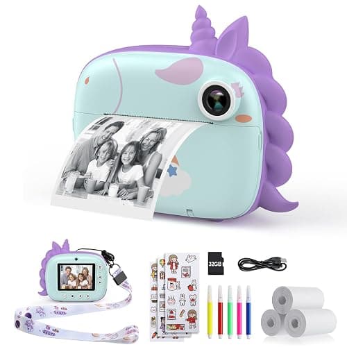HiMont Kids Camera Instant Print, Selfie Digital Camara for Kids with Print Paper & 32G Card, 2.5K Video & Instant Print Camera with Color Pens for DIY, Fun Gift for Girls Boys 3-12 Years Old (Green) - Image 1