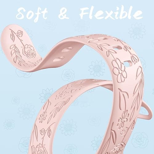 SNBLK 6 Pack Floral Engraved Bands Compatible with Apple Watch Bands 40mm 41mm 42mm 38mm 44mm 45mm 46mm 49mm Women Men, Silicone Flower Pattern Strap for iWatch Series 11 10 Se Ultra 9 8 7 6 5 4 3 2 1 thumbnail 8