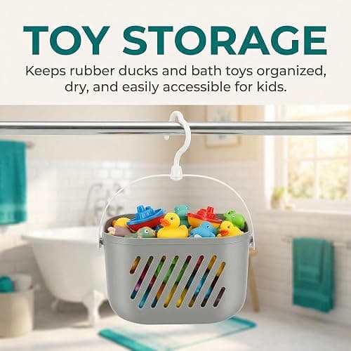 Angoily Hanging Shower Caddy Plastic Hanging Shower Caddy Basket Portable Kitchen Organizer Storage Basket with Hook for Home Grey thumbnail 6