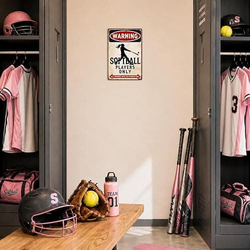 CrazySign Funny Softball Gifts for Girls, Players & Coaches - Warning Softball Players Only Vintage Metal Sign - Cool Sports Wall Art Decor for Bedroom, Locker Room, Team Gift, 8x12 Inch (26011) thumbnail 7