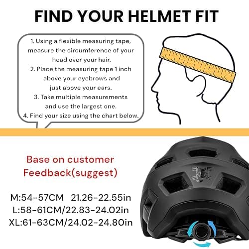 BATFOX Bike Helmet, Mountain Bike Helmet for Men Women Adults Youth | Lightweight MTB Helmet with Visor, Adjustable Bicycle Helmet for Trail, Road and Commuter, 54-63cm thumbnail 6