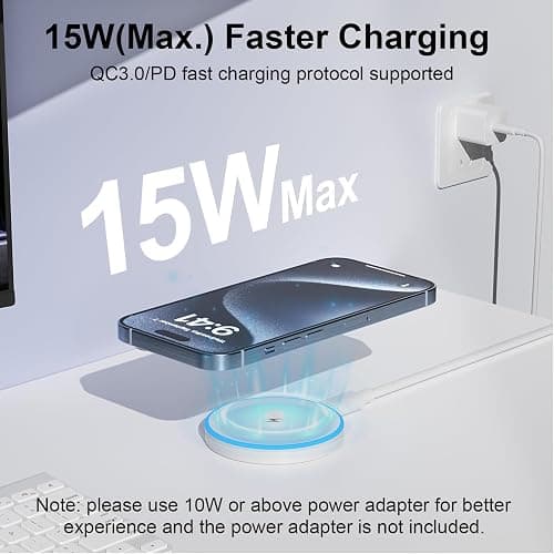MagSafe Charger 2 Pack 15W Magnetic Wireless Charger Fast Charging Pad Compatible with iPhone 17/16/15/14/13/12 Series & AirPods 3/2/Pro Magnetic MagSafe Charging Pad with Dual Ports thumbnail 2