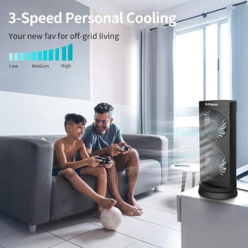 Dr. Prepare Tower Fan Oscillating Fan, Portable Desk Fan with 3-Speed Options, Dual Air Circulation, 110° Oscillation, 3 Timers, Personal Quiet Table Fan for Home Office Desktop Bedroom, 13 inch thumbnail 3