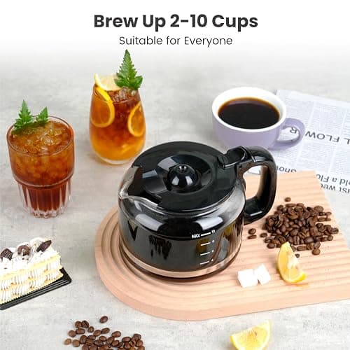 Gevi 10-Cup Coffee Maker with Built-in Burr Grinder, Programmable Timer, 1.5L Water Tank, Reusable Filter & Warming Plate – Drip Coffee Machine for Fresh Ground Coffee thumbnail 8