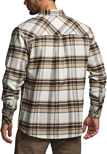 CQR Men's 100% All Cotton Button Down Flannel Shirts, Long Sleeve Brushed Warm Soft Casual Outdoor Plaid Shirt thumbnail 9