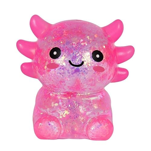 Axolotl Squishy Stress Ball, Soft TPR Slow Rising Squeeze Toy, Cute Axolotl Fidget Toy for Stress Relief, Anxiety Calming Sensory Toy for Kids Adults(Pink Seated Axolotl) thumbnail 8