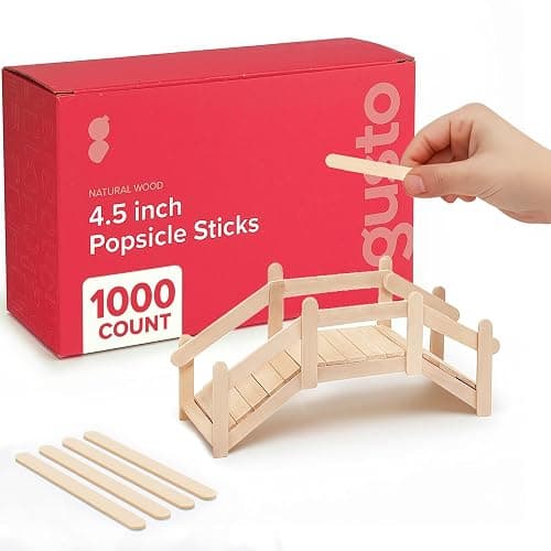 GUSTO [1000 Count] 4.5 Inch Wooden Multi-Purpose Popsicle Sticks for Crafts, Ice, Ice Cream, Waxing, and Tongue Depressor Wood Sticks (Formerly Comfy Package) - Image 1
