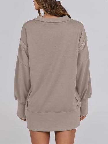 ANRABESS Sweatshirts Oversized Loose Button Up Henley Pullover Top thumbnail 6