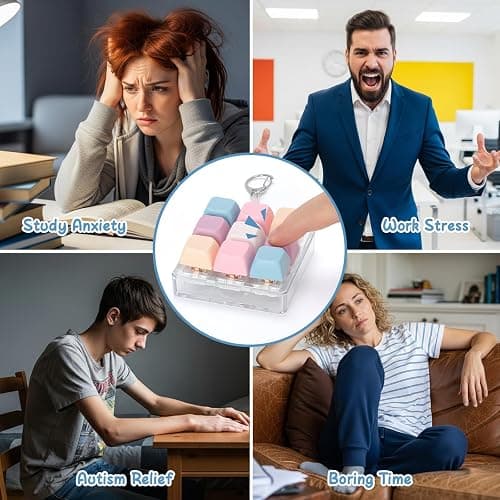 Netholid Colorful Keyboard Fidget Toys for Adults Mechanical Button Keyboard Clicker Keychain for Work Stress Relief Anxiety (9IN1-Style B) thumbnail 5
