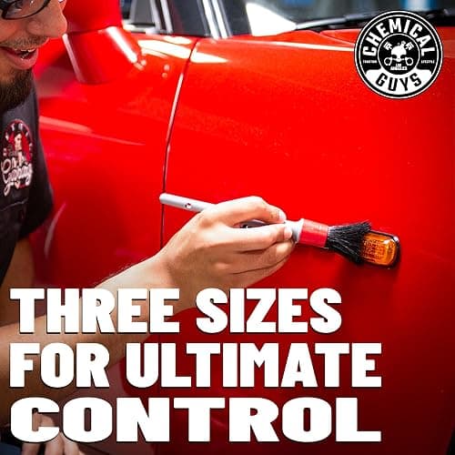 Chemical Guys All in the Details Exterior Detailing Brushes - 3-Piece Soft Scratch-Free Brushes for Wheels, Bumpers, Grilles, Badging & Tight Exterior Gaps on Cars, Trucks, SUVs & More thumbnail 6