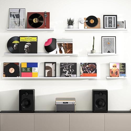 Heimlove Picture Ledge Shelf, Floating Shelves Set of 2, 16 Inches Picture Shelf for Wall with Ledge, Kids Bookshelf Wall Mounted for Living Room Bedroom Decor Books Photo Frames - White thumbnail 6