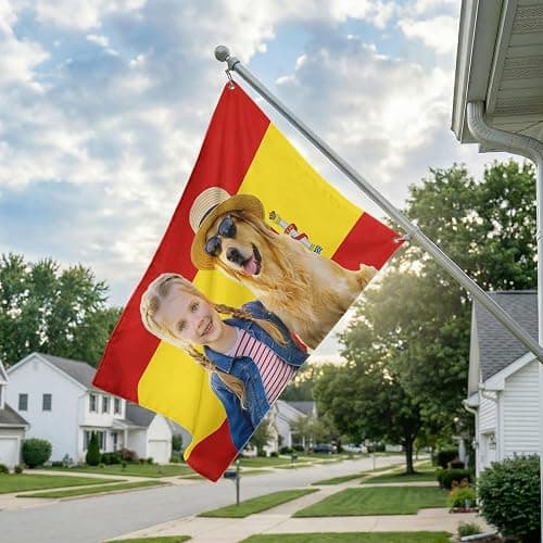 Personalisierte Spanien Flagge Selbst Gestalten, Fahne Selbst Gestalten, Spanien Gestalten Sie Ihre eigene Flagge mit Foto/Logo/Text für Schlafsäle Schlafzimmer Garten Jahrestag Party Bar Deko thumbnail 2