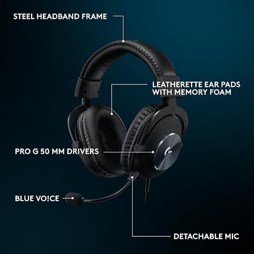 Logitech G Pro X SE Wired Gaming Headset with Microphone: Detachable Mic, DTS Headphone:X 7.1, Memory Foam Ear Pads, 50 mm Drivers, USB DAC Incl. - Black thumbnail 8