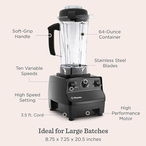 Vitamix 5200 Blender, Professional-Grade Blender for Smoothies, Soups, Ice Cream and More, Stainless-Steel Blades, Self-Cleaning Kitchen Appliance, 64 Oz Container, Black thumbnail 5