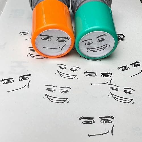 Funny Game Characters Stamp Set, Cute Expressions Photo-Sensitive Seal, Unique Teacher Award Stamps for School, Office, DIY Crafts, Journaling & Scrapbooking (Orange + Green) - Image 1