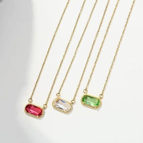 A Golden Cloud Birthstone Necklace for Women 14k Gold Plated Preppy Oval Stone Necklaces Trendy Zircon Pendant Necklaces Birthday Gifts for Women Mom Wife Friends thumbnail 5