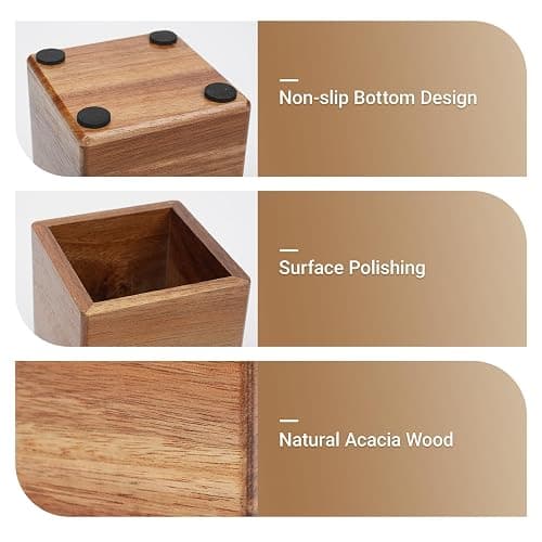 RAWILL 3 PCS Brown Wooden Desk Organizer Set Pine Wood Office Desk Accessories with Pen Holder, Paperclip Storage and Sticky Note Holder, Wood Grain Clear, Ideal Gift for Office and Family thumbnail 5