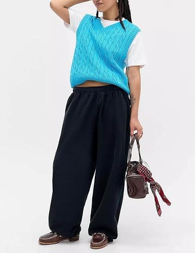 HeSaYep Women's Wide Leg Sweatpants Y2k Interior Drawstring Baggy Joggers Dancer Pants Streetwear with Pockets thumbnail 6
