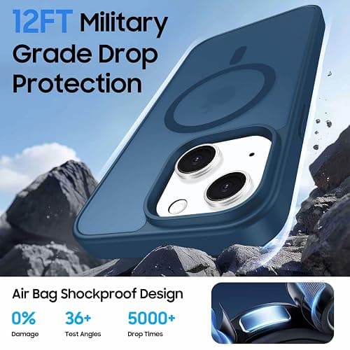 Ntwinro Magnetic for iPhone 13 & iPhone 14 Case (Compatible with MagSafe) with Detachable Wallet & Card Holder for 3 Cards [RFID Blocking] Military Grade Protective Slim Phone Cover, Deep Blue thumbnail 5