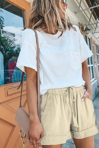 KISSMODA Womens Summer Shorts Leopard/Camo/Solid/Floral Print Elastic Waist Pocketed Casual Pants thumbnail 4