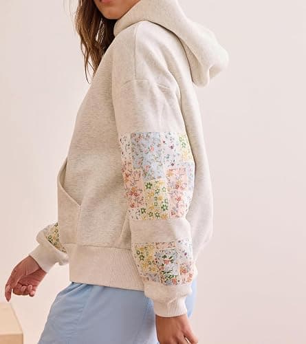Yojeasrio Cute Hoodies for Teen Girls Floral Embroidered Patchwork Hoodie Y2k Oversized Pullover Sweatshirt Preppy Streetwear thumbnail 6