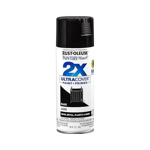 Rust-Oleum 334026 Painter's Touch 2X Ultra Cover Spray Paint, 12 oz, Gloss Black - Image 1